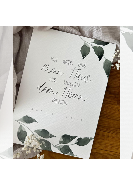 Poster „Ich aber und mein Haus“ Bibelvers deutsch A4