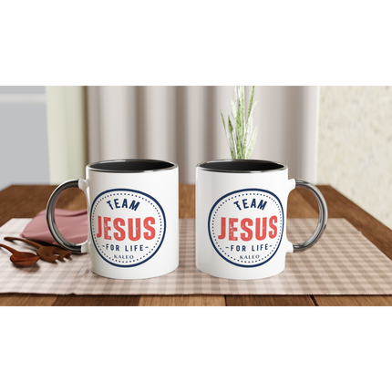 Team Jesus - Weiße Keramiktasse 11oz mit Farbe an der Innenseite