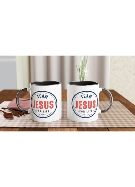 Team Jesus - Weiße Keramiktasse 11oz mit Farbe an der Innenseite