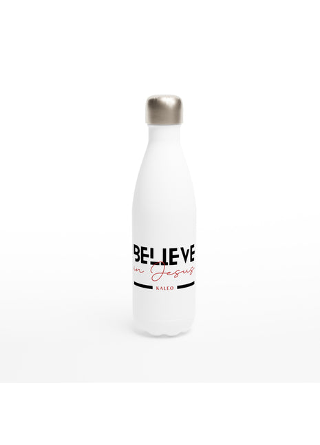 Belive in Jesus - Weiße Edelstahl-Wasserflasche (17oz)